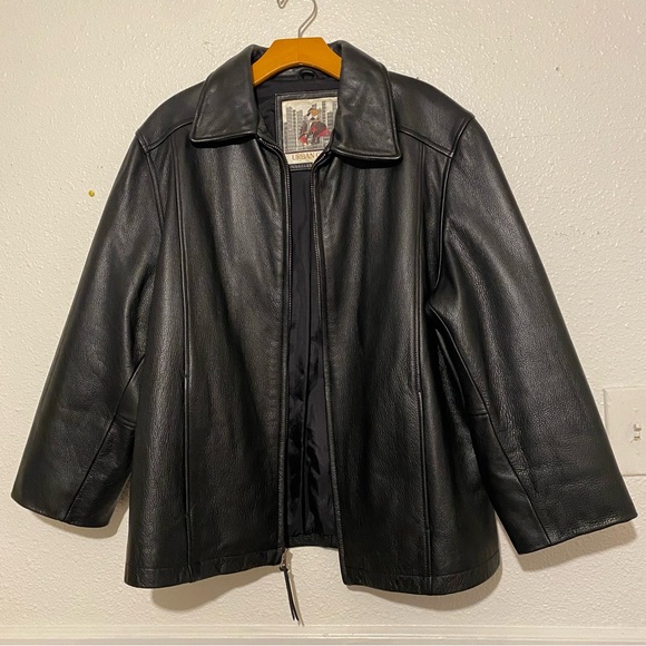 URBAN COWBOY Men Black Full Zip Vintage 100% Leather Jacket Coat